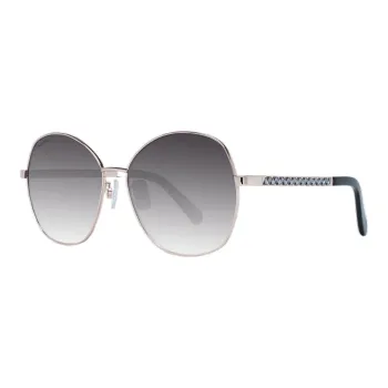 Swarovski Rose Gold Metal Irregular Shape Sunglasses Women's Gray