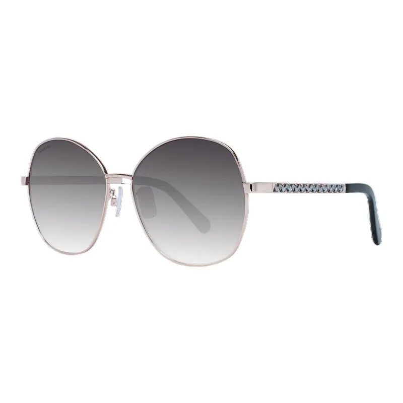 Swarovski Rose Gold Metal Irregular Shape Sunglasses Women's Gray-0