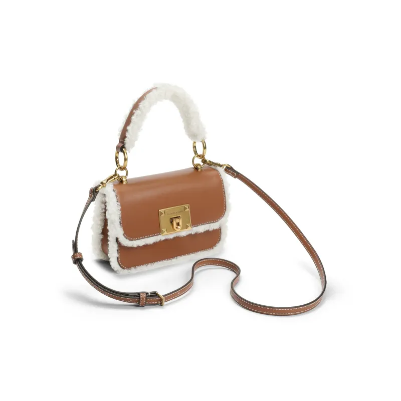 CHARLES&KEITH Fabric Small CK Bag Small Square Bag Handbag Crossbody Bag Small Size Women's Pink Pink/Camel Camel-6