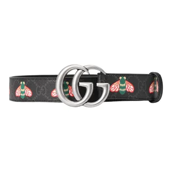 GUCCI Canvas Leather Belts Men's Width  3cm