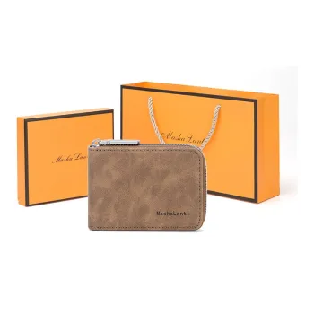 MashaLanti Microfiber Synthetic Leather Card Holder Regular Men's Coffee