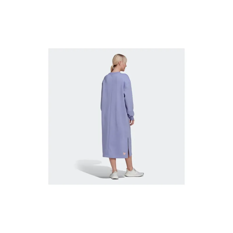 adidas Women's Fleece Crewneck Dress Light Purple-2
