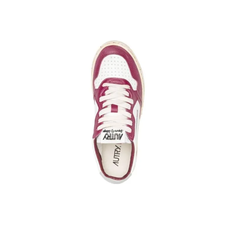 AUTRY Medalist Low Super Vintage Sneakers 'White Grey Burgundy' Women's-3