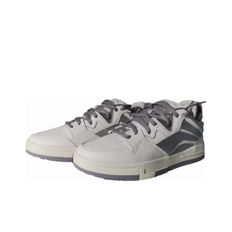 LiNing Wave Pro Low Top Skateboard Shoes Men's White Gray-1