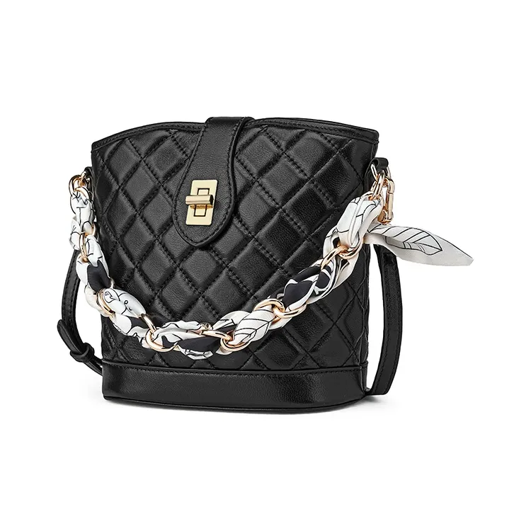 Playboy Top Grain Cow Leather Handbag Medium Size Women's Black-1