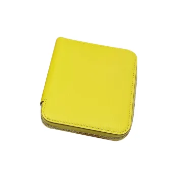 HERMES Silk'In Evercolor Leather Wallet Unisex Lemon