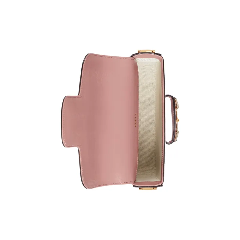 GUCCI Horsebit 1955 Leather Shoulder Bag Mini Women's Pink-6