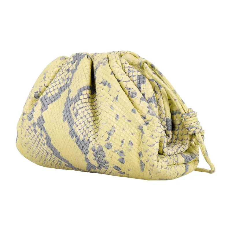 Bottega Veneta The Mini Pouch Snakeskin Print Kiwi/Black-1