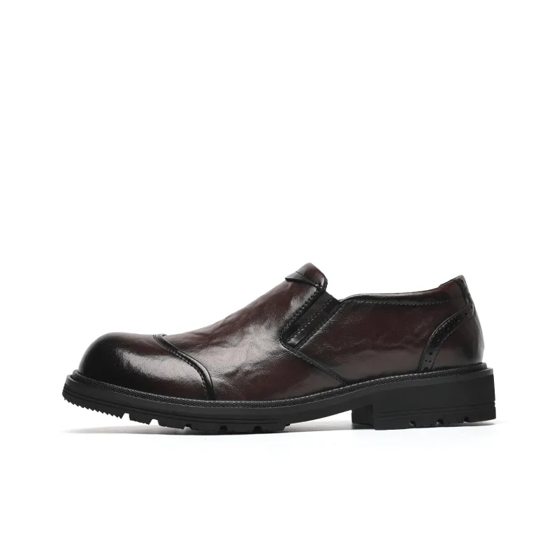 LUOGOKS Men's Casual Shoes Men Low Top Black/Brown-9