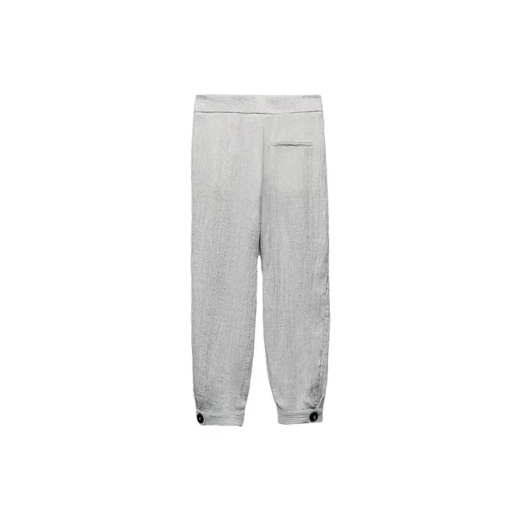 ZARA Casual Pants Women's Zebra Print Gray-1