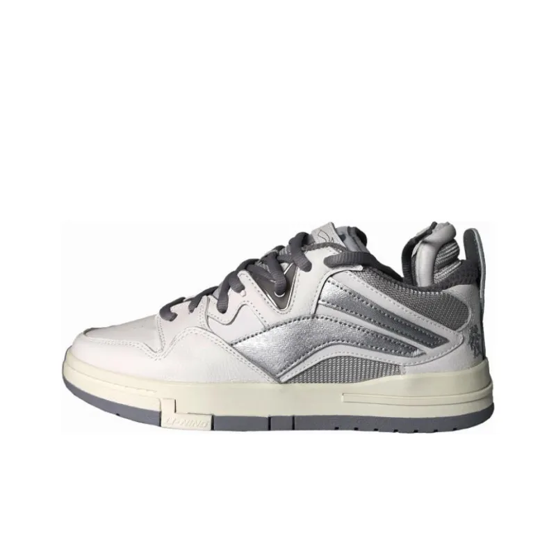 LiNing Wave Pro Low Top Skateboard Shoes Men's White Gray-0