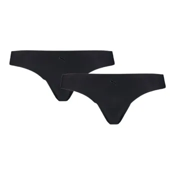 PUMA Women's Seamless String 2 Pack Underpants Women's 2 Pack Black