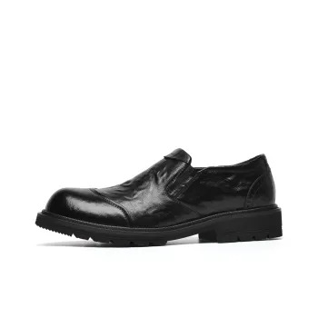 LUOGOKS Men's Casual Shoes Men Low Top Black/Brown