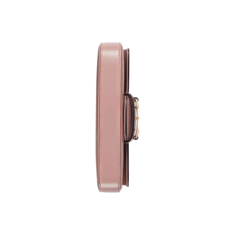 GUCCI Horsebit 1955 Leather Crossbody Bag, Shoulder Bag Mini Women's Light Pink-5