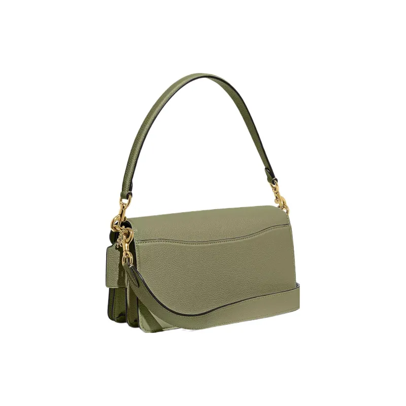 COACH Polished Pebble Leather Hobo Bag, Portable Crossbody Bag, Shoulder Bag Women's Brass Moss-1