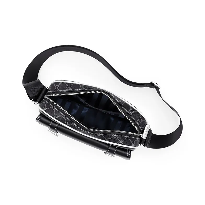 MashaLanti PVC Synthetic Leather Messenger Bag Shoulder Bag Crossbody Bag Medium Size Men's Black-4