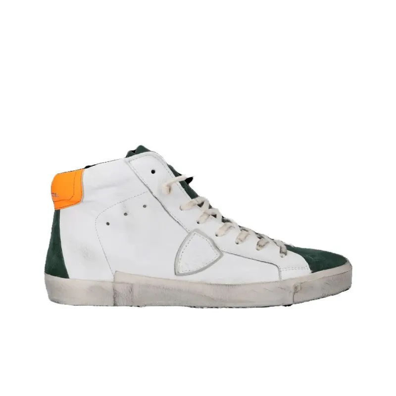 PHILIPPE MODEL Prs High-Top Skateboard Shoes Men's White Green-1