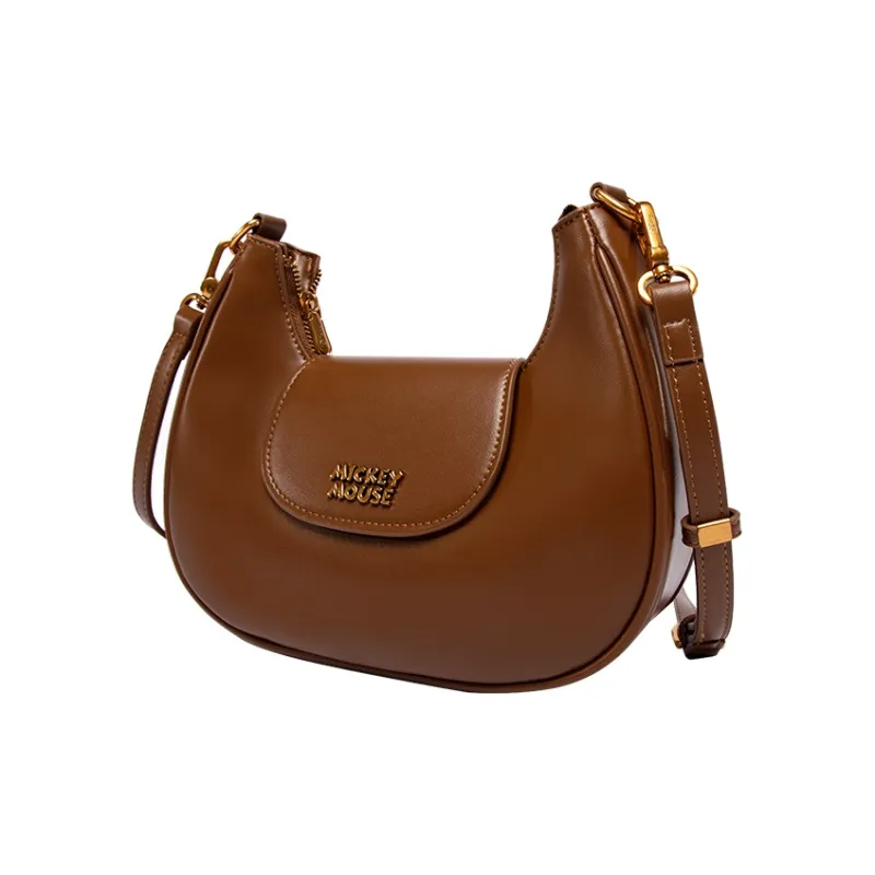MESUCA Minnie Mouse Co-branded Model Disney Collection PU Crescent Bag Shoulder Bag Small Size Women's Dark Brown-3