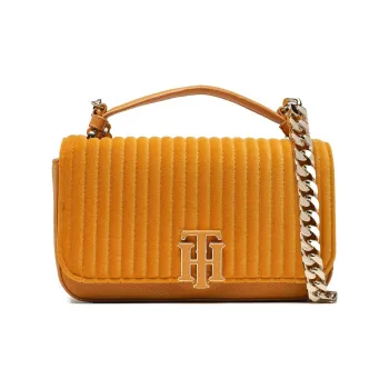 Tommy Hilfiger Faux Leather One Shoulder Handbags Small Size Women's Yellow