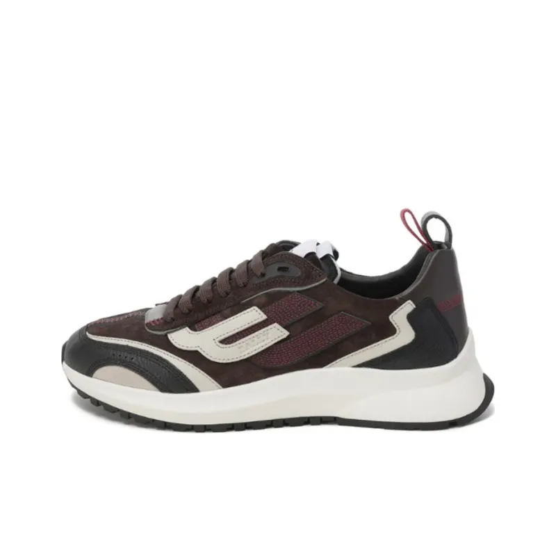 BALLY Outline Collection Breathable Low Top Casual Shoes Men's Black, Gray, & Brown Multicolor-0