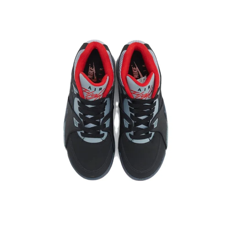 Nike Air Flight 89 Slip Resistant Mid Top Vintage Basketball Shoes Men's Black Red-2