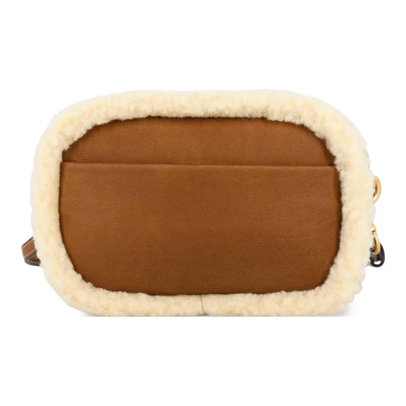 TORY BURCH Shearling Fleece With Leather Camera Crossbody Bag Mini Women's Brown-3