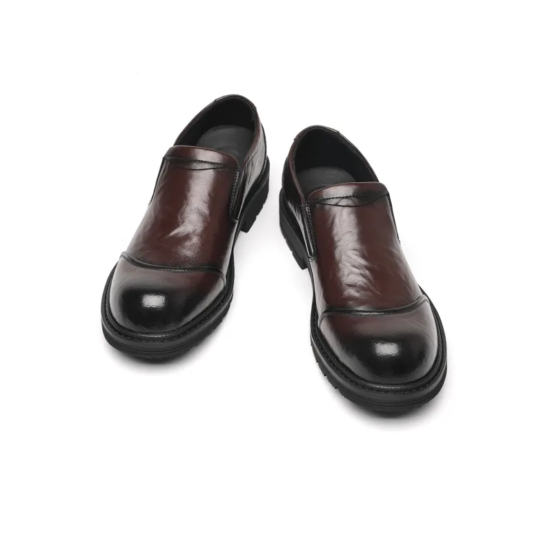 LUOGOKS Men's Casual Shoes Men Low Top Black/Brown-11