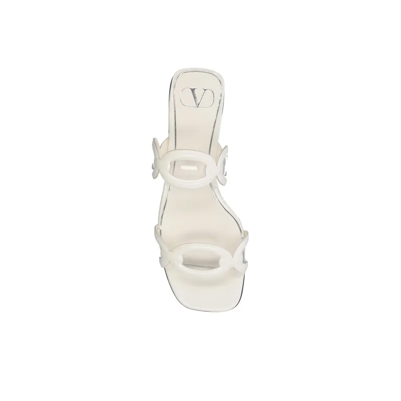Valentino Square Toe Slip On Slides Ivory Women's-4