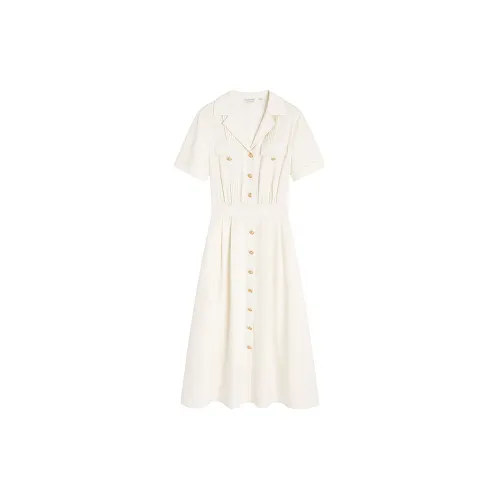 Famanxuan Short-Sleeved Dresses Women's Off White