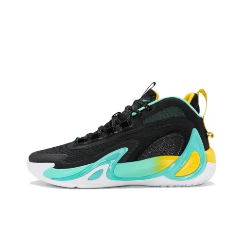 XTEP Anti-Slip Wear-Resistant High-Top Basketball Shoes Men's Black Green