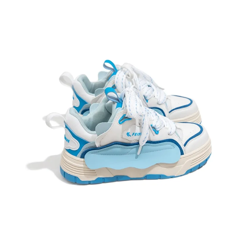 Feiyue Low Top Skateboard Shoes Women's White Blue-3