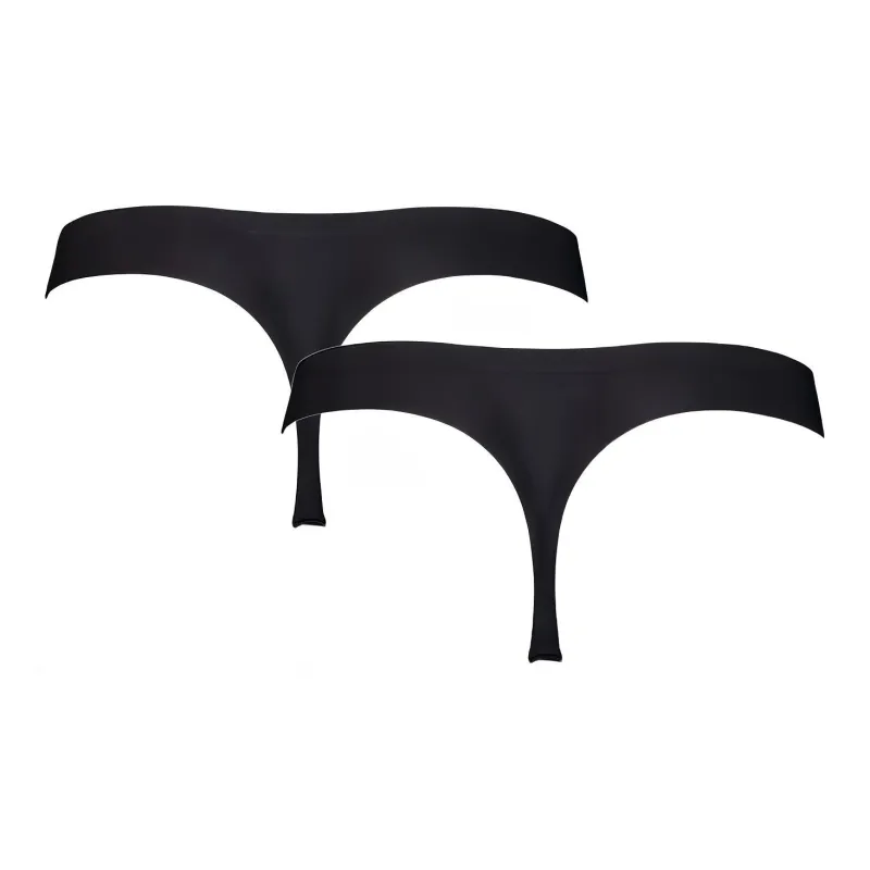 PUMA Women's Seamless String 2 Pack Underpants Women's 2 Pack Black-1