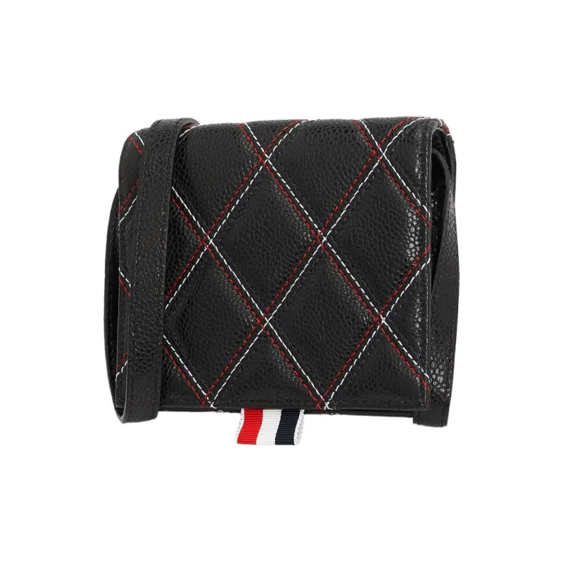 THOM BROWNE· Leather Shoulder Bag, Crossbody Bag, Wallet Men's Black-1
