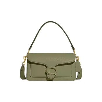 COACH Polished Pebble Leather Hobo Bag, Portable Crossbody Bag, Shoulder Bag Women's Brass Moss