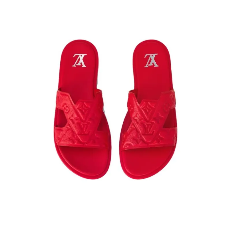 LOUIS VUITTON Oasis Rubber Sole Slide Slippers Men's Red-3