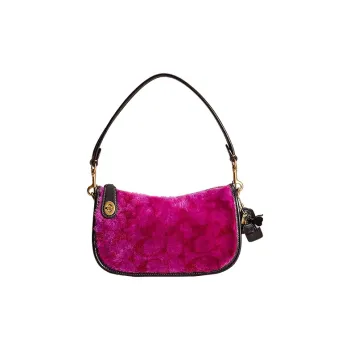 COACH Swinger Glove Tanning Shoulder Bag Handbag Shoulder Bag Medium Size Women's Rose Red Purple
