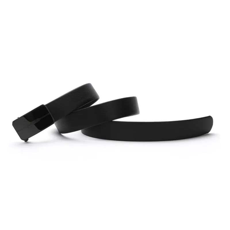 ELLE HOMME Automatic Buckle Belt, Steel Buckle Cow Leather Belt Men's Black Width 3.7cm-2