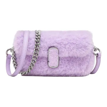 MARC JACOBS Fleece With Leather Trim Plush Bag, Handheld Crossbody Bag, Shoulder Bag Women's Lilac