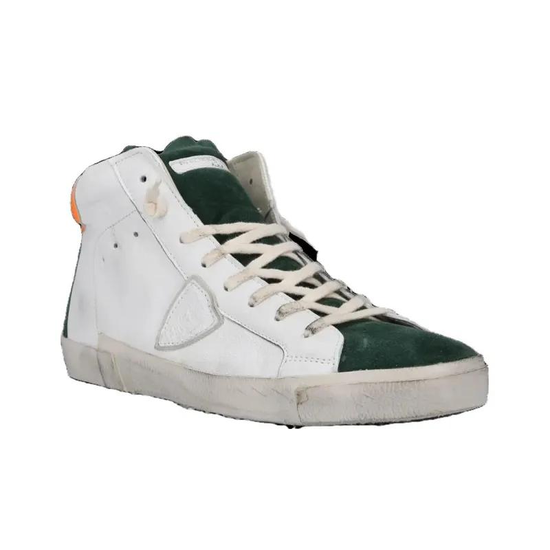 PHILIPPE MODEL Prs High-Top Skateboard Shoes Men's White Green-3