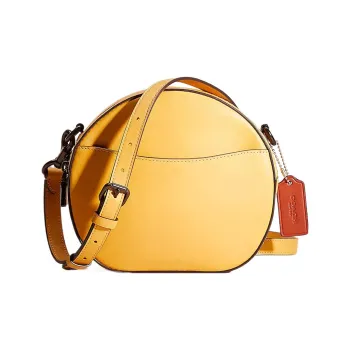 COACH Canteen Glove Tanning Round Shoulder Bag Crossbody Bag Mini Women's Tin Alloy With Corn Yellow