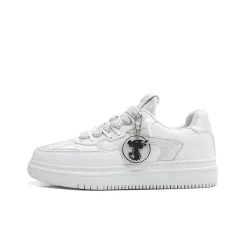 Jifffly Anti Slip Wear Resistant Low Top Skateboard Shoes Unisex White Silk