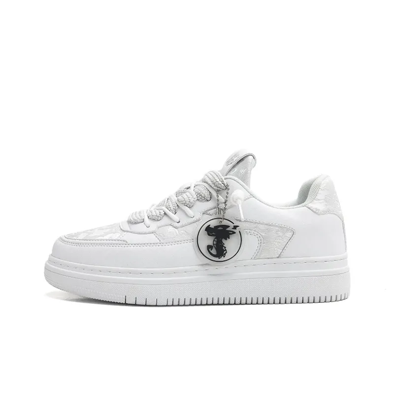 Jifffly Anti-Slip Wear-Resistant Low-Top Skateboard Shoes Unisex White Silk-0