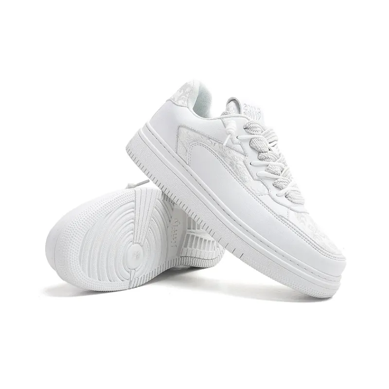 Jifffly Anti-Slip Wear-Resistant Low-Top Skateboard Shoes Unisex White Silk-3