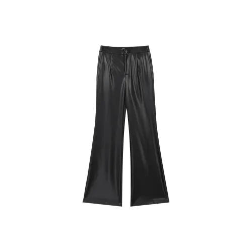 ELF SACK Leather Pants Women's Versatile Black Color