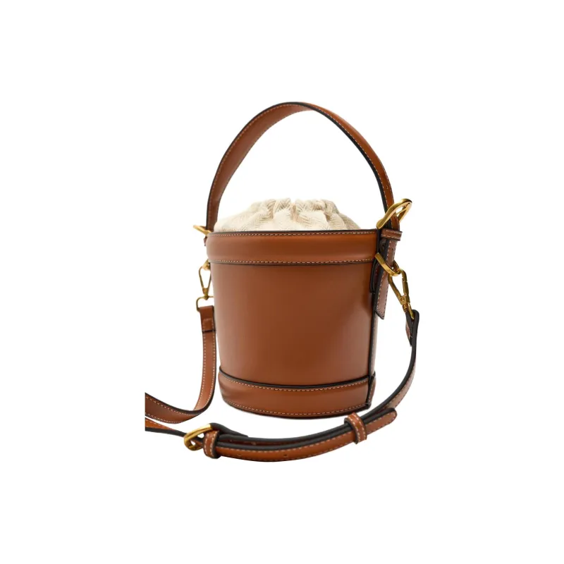 ZARA Polyurethane Bucket Bags One Shoulder Handbag Crossbody Bag Small Size Women's Yellow-3