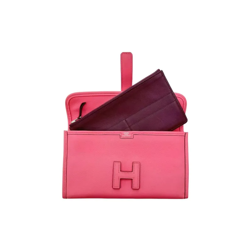 HERMES Jige Elan Swift Calfskin Coin Purses Wallets Regular Women's Pink-1