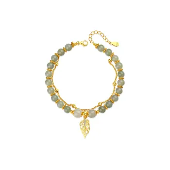 SEVEN COOK S925 Silver Hetian Jade Bracelets Women's Pale Greenish-White Jade