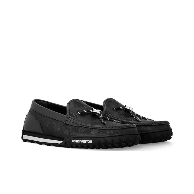 LOUIS VUITTON Racer Gommino Loafers Men's Black-2