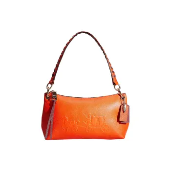 COACH Charley Leather Handbag Shoulder Bag Crossbody Bag Large Size Women's Light Gold With Watermelon Red Accents