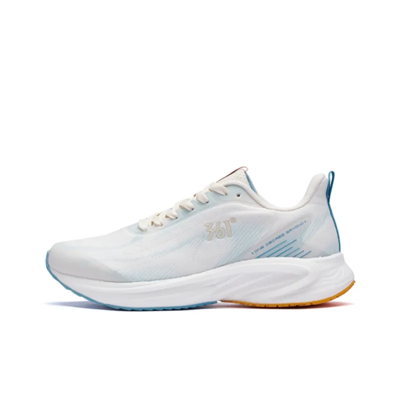 361° QU!KFOAM Cushioned Wear-Resistant Slip-Resistant Low-Top Running Shoes Men's Beige Blue-0